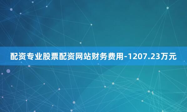 配资专业股票配资网站财务费用-1207.23万元