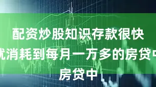 配资炒股知识存款很快就消耗到每月一万多的房贷中